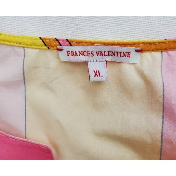 Frances Valentine Relaxed Fit Cotton Poplin Yellow Color-Block Plaid Top Size XL - Picture 4 of 8